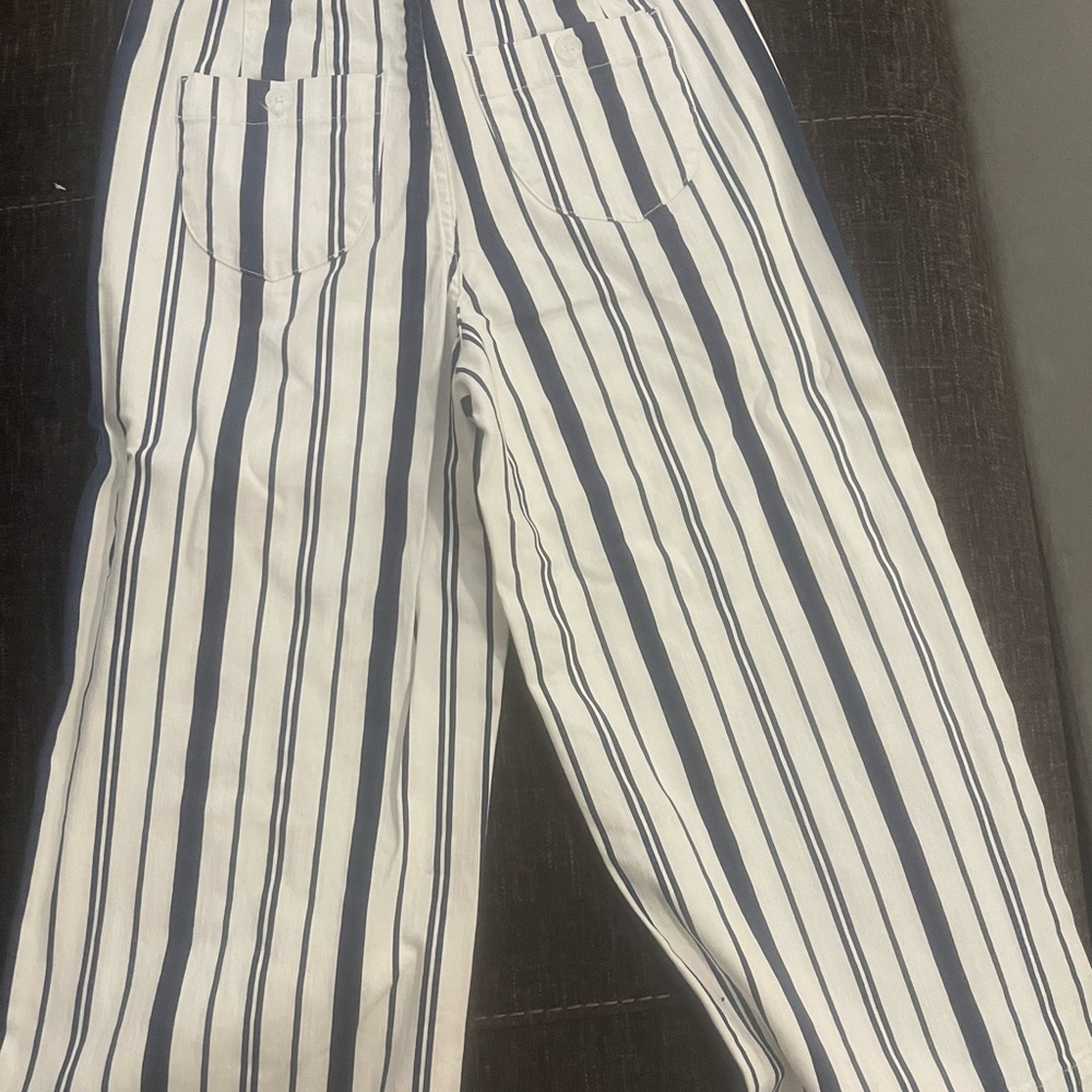 For The Republic White and Navy Striped Pants